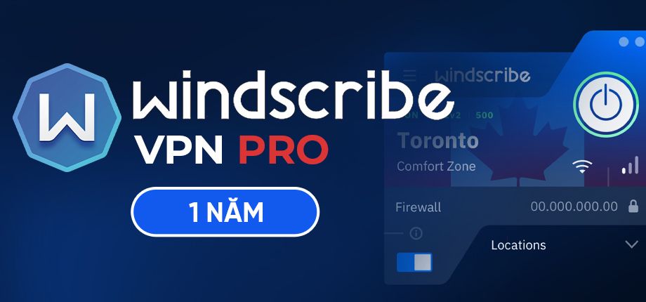 Tài khoản Windscribe VPN Pro (1 năm)